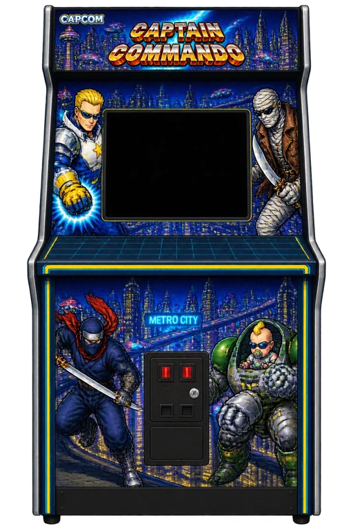 Borne Captain Commando dans la salle d'UsuArcade