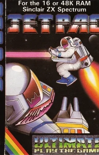 Copertina della cassetta di Jetpac per ZX Spectrum